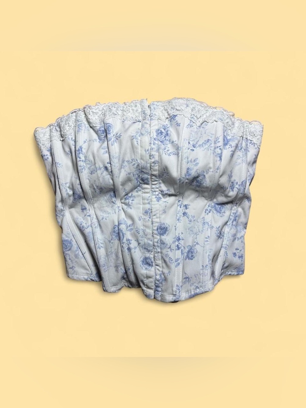 Strapless Floral Corset Top in Light Blue